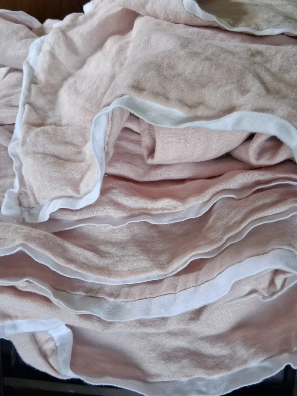 Pottery Barn Belgian Flax Linen Double Flange Soft Rose F/Q Duvet Cover Set